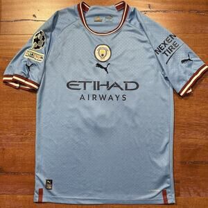 Puma Manchester City Soccer Jersey Mens M Blue Premier League Futbol Football